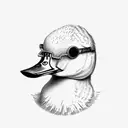 duck  with sunglass tattoo design idea