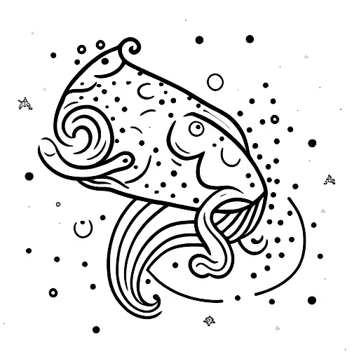 Galaxy whale swimming in a sea of stars tattoo design idea
