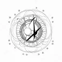 A minimalist design of a lunar eclipse with a cross in the center tattoo design idea