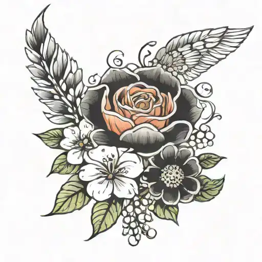 may and july birth flower in bouquet  tattoo design idea