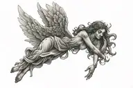 falling angel tattoo design idea