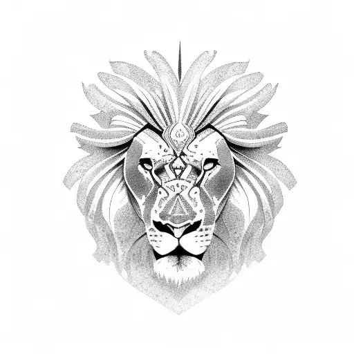 GLADIATOR AND LION HEAD tattoo design idea