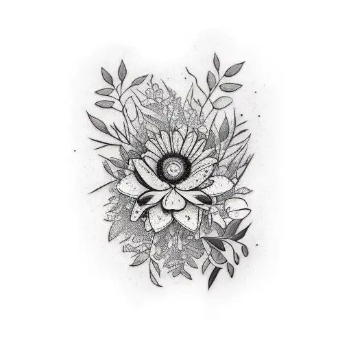 wildplants, wildflowers long tattoo arm-shoulder tattoo design idea