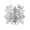 wildplants, botanics leaves, ivy, wildflowers tattoo on arm and shoulder tattoo design idea