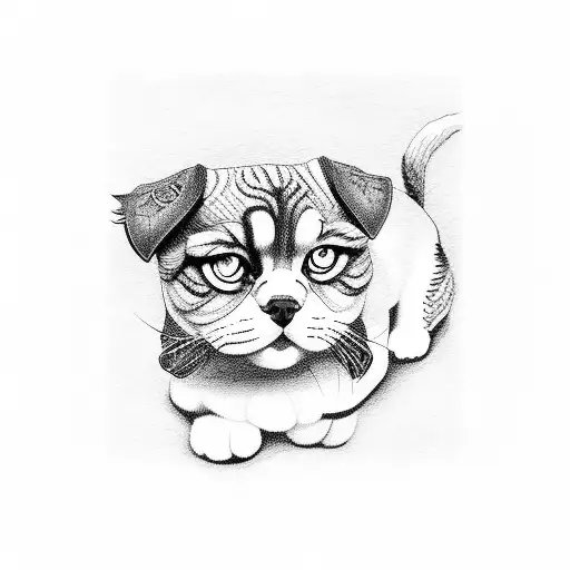 beagle dog and persian cat tattoo design idea
