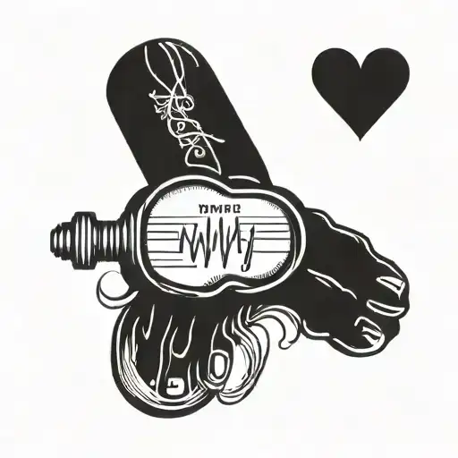 A pulse monitor with the words 'Way down would you say I’m worthy' as the heartbeat tattoo design idea
