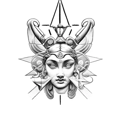 create a design with the symbol of the gods Athena, Hermes, Artemis, Aphrodite, Apolo and Ares tattoo design idea