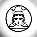 create a design with the six symbols of the gods Athena, Hermes, Artemis, Aphrodite, Apolo and Ares. no face tattoo design idea