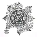gayatri mantra written in Sanskrit tattoo design idea