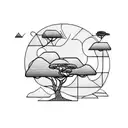 african landscape surrounded by a hook tattoo design idea