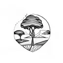 african landscape surrounded by a hook tattoo design idea