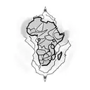 african landscape surrounded by a hook tattoo design idea