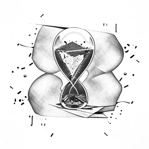 broken hourglass with cocaine spilling out being chopping ino lines with a razor blade tattoo design idea