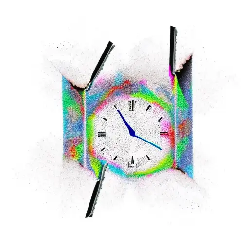 broken hourglass with cocaine spilling out being chopping into lines with a razor blade with a broken clock in the ba  tattoo design idea