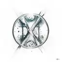 broken hourglass with cocaine spilling being cut into lines with by a razor blade tattoo design idea