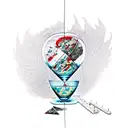 broken hourglass with cocaine spilling being cut into lines with by a razor blade tattoo design idea