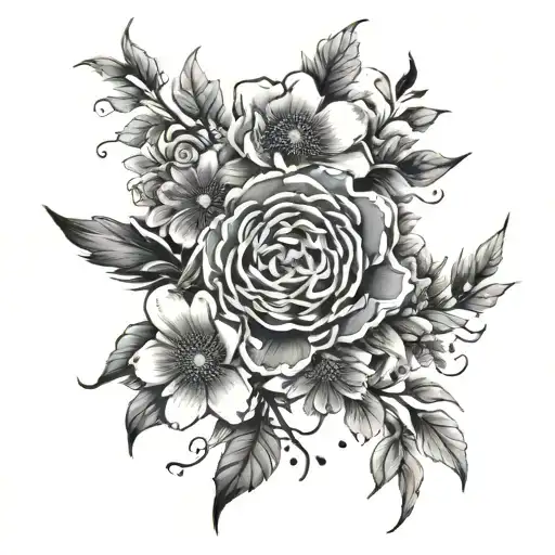 A tattoo design featuring a harmonious blend of Japanese culture, flowers, and Bible scriptures tattoo design idea