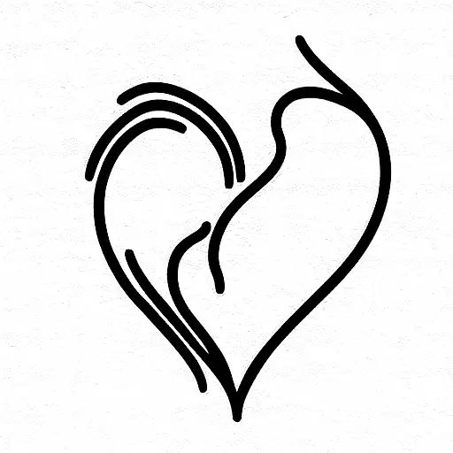 Subtle Flaming Half Heart Cyber Sigilism tattoo design idea