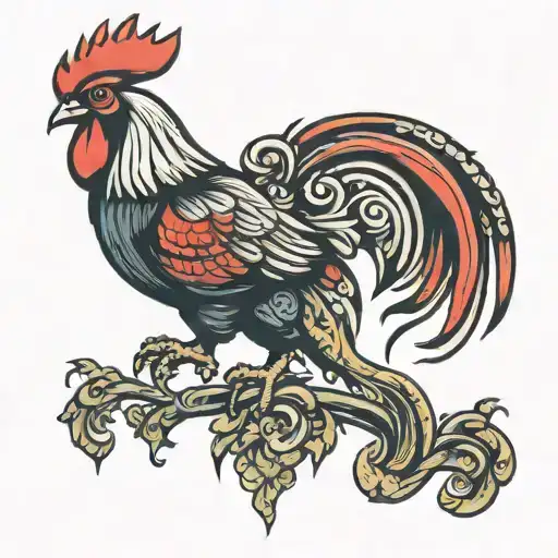 chinese zodiac rooster abstract tattoo design idea