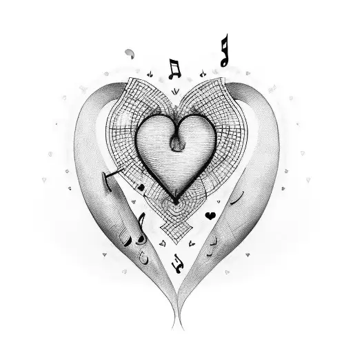 A tattoo design of a heart made out of musical notes, with each note symbolizing the love for your children tattoo design idea