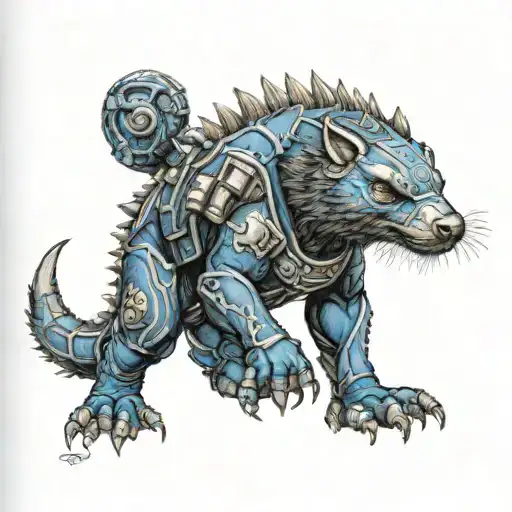 Warhammer 40k universe honey badger ultramarine suit adeptus mehanicus  tattoo design idea