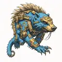 Warhammer 40k universe honey badger ultramarine suit adeptus mehanicus  tattoo design idea