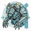 Warhammer 40k universe honey badger ultramarine suit adeptus mehanicus  tattoo design idea