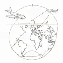 world map with airplane tattoo design idea