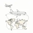 world map with airplane tattoo design idea