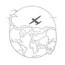 world map with airplane tattoo design idea