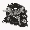 skeleton with wings tattoo design idea