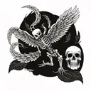 skeleton with wings tattoo design idea