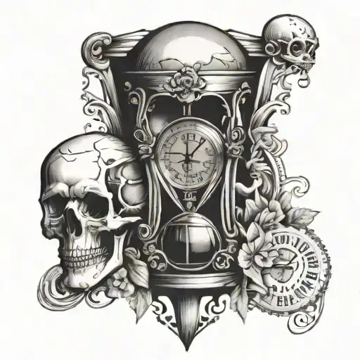 Hourglass skull car speedometer tattoo design idea