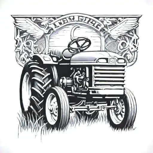 john deere tractor, nike, cadillac emblem tattoo design idea