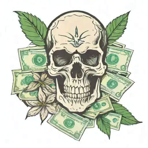 Philadelphia Eagles marijuana skull cocaine hundred dollar bills tattoo design idea