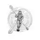 A kayaker exploring the galaxy tattoo design idea