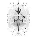 A kayaker exploring the galaxy tattoo design idea