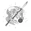 A kayaker exploring the galaxy tattoo design idea