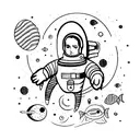 A fashion-forward astronaut exploring the depths of the ocean tattoo design idea