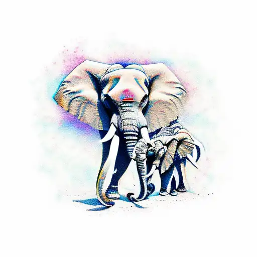 three elephants tattoo design idea