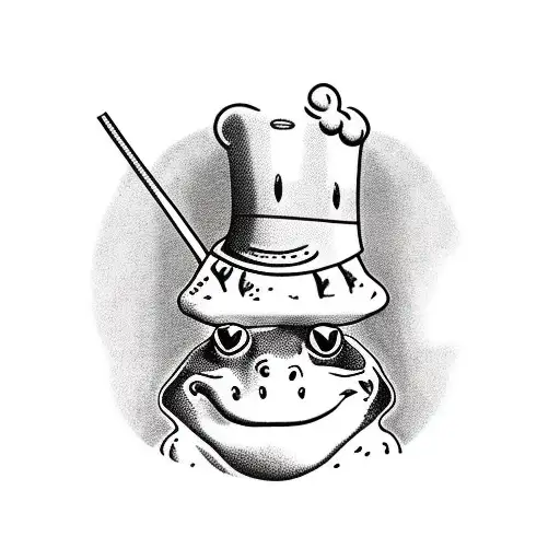 frog with chef hat licking a lollipop  tattoo design idea