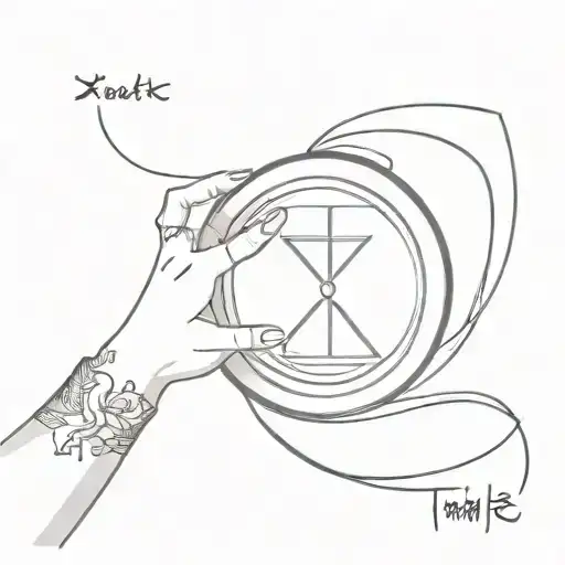 hourglass japanese female hand clock "time waits for no one"  tattoo design idea
