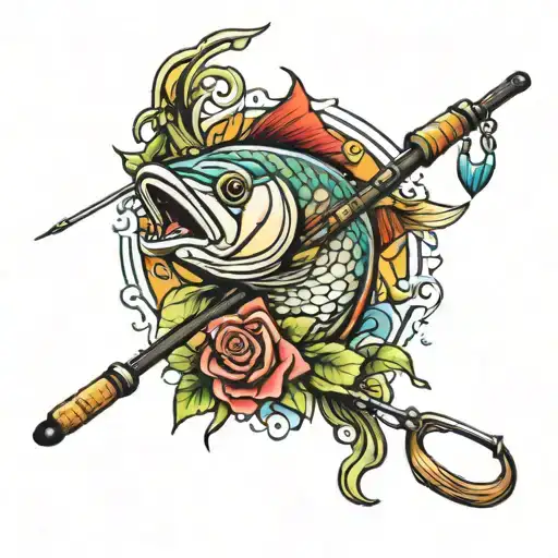 fishing pole tattoo design idea