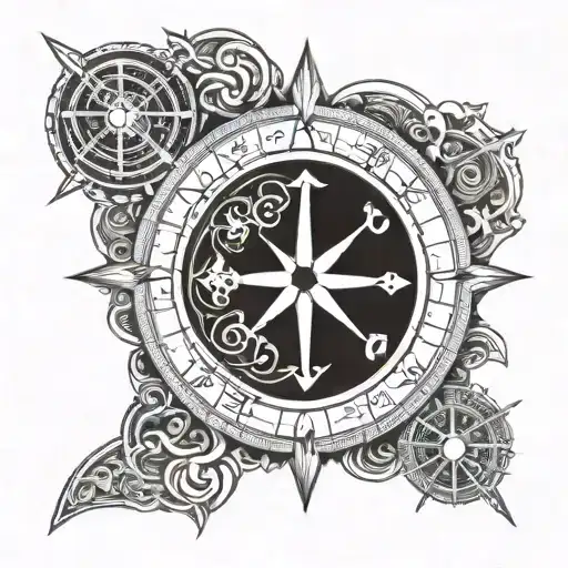 viking compass with runes around the outside tattoo design idea