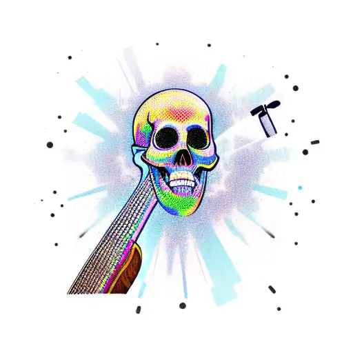 skull with an electric guitar tattoo design idea