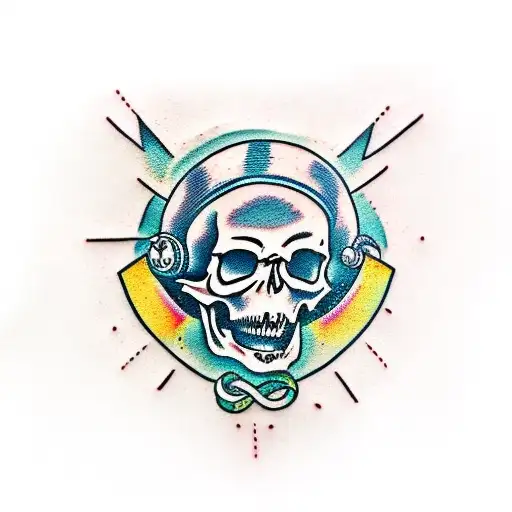 skull with an electric guitar tattoo design idea