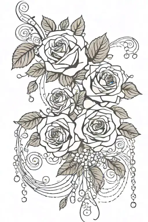 roses vines draping jewels and crystals tattoo design idea