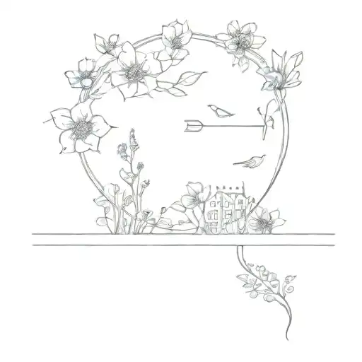 circle of fifths inside a floral piece  tattoo design idea