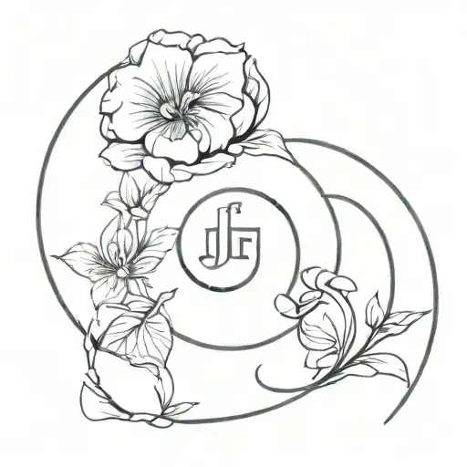 the Circle of Fifths inside a floral piece tattoo design idea