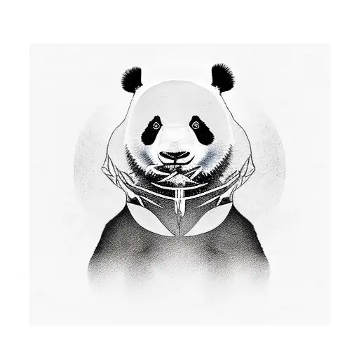 Panda bear on bamboo forest tattoo design idea